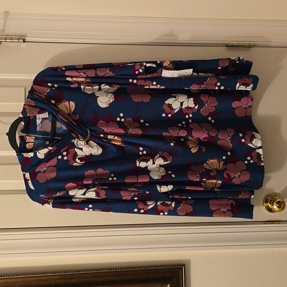 Liz Claiborne | Tops | Liz Claiborne Brand Teal Floral Plus Size Blouse ...